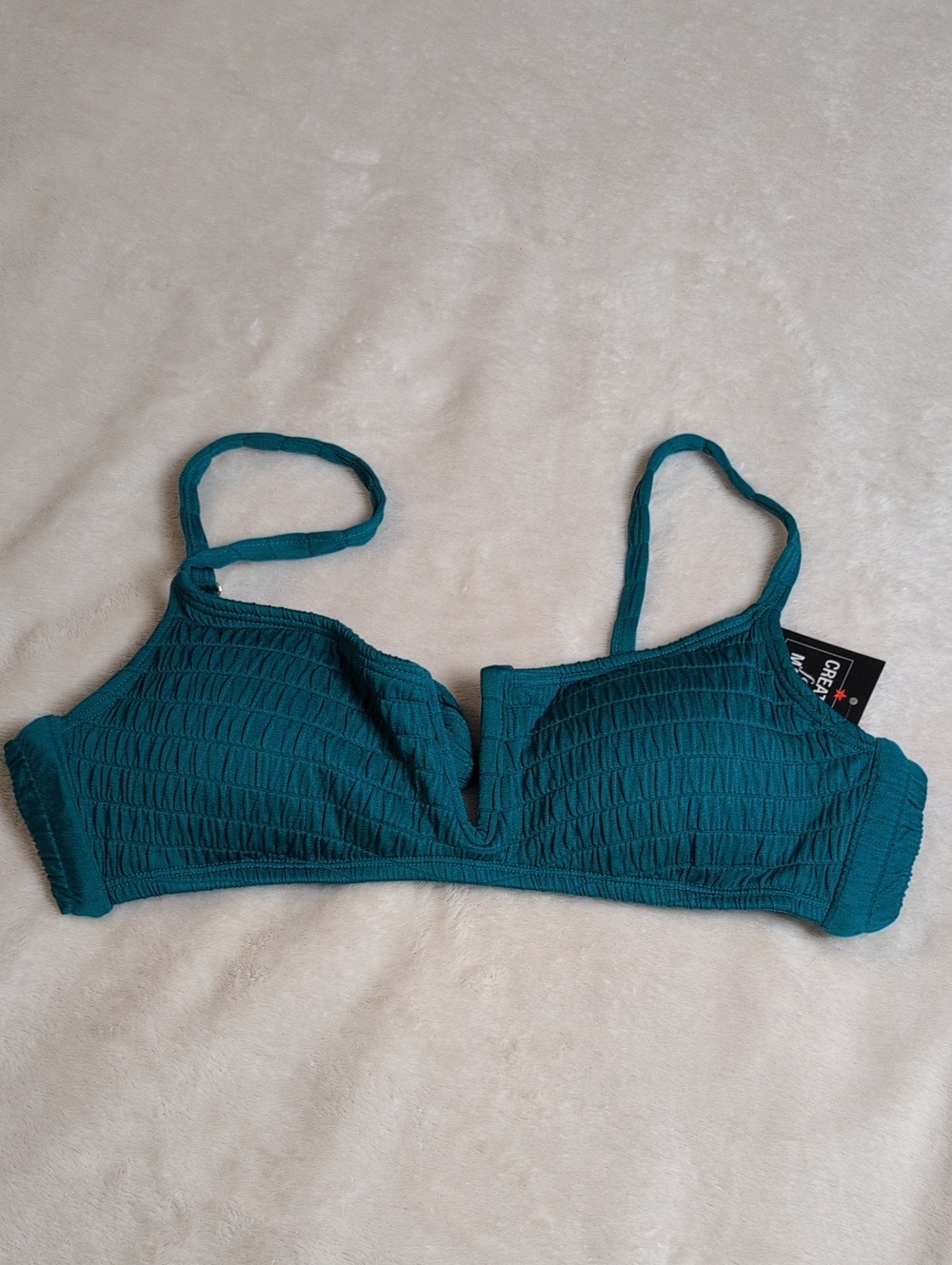 bar III Teal Smocked Swim Top